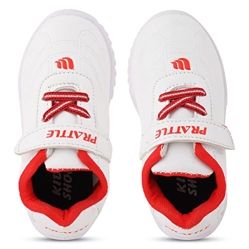Image of Tiny Kids Running Led Shoes, Casual Led Velcro Shoes Light Weight Outdoor Sports Shoes for Boys & Girls (White::Red, 4.5-5 Years)