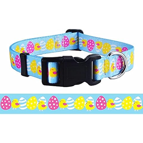 MOONPET Easter Egg Dog Collar - Premium Adjustable Nylon Dog Collar for Small Medium Large Dogs - L, 14.6''-23.6'' Neck Girth,1'' Width Cover