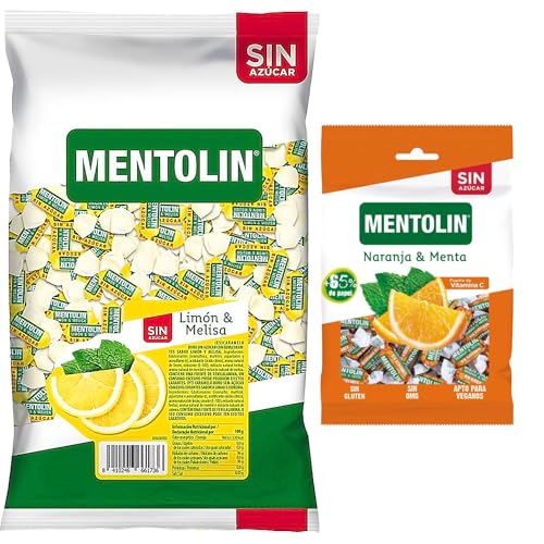 Mentolín caramelos duros limon melisa s/a bolsa 1kg y de regalo naranja s/a 100g