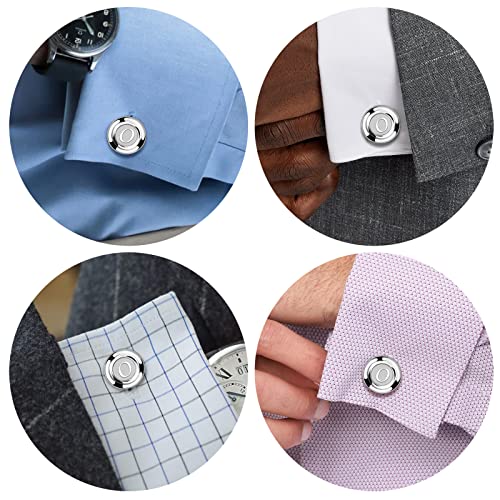 image for AMITER Mens Classic Cufflinks and Tie Clip Set for Men Silver Initials