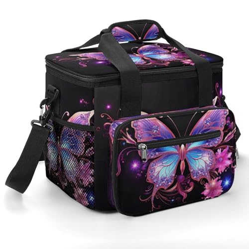 Sac isotherme camping extérieur grande capacité sac pique-nique violet motif papillon