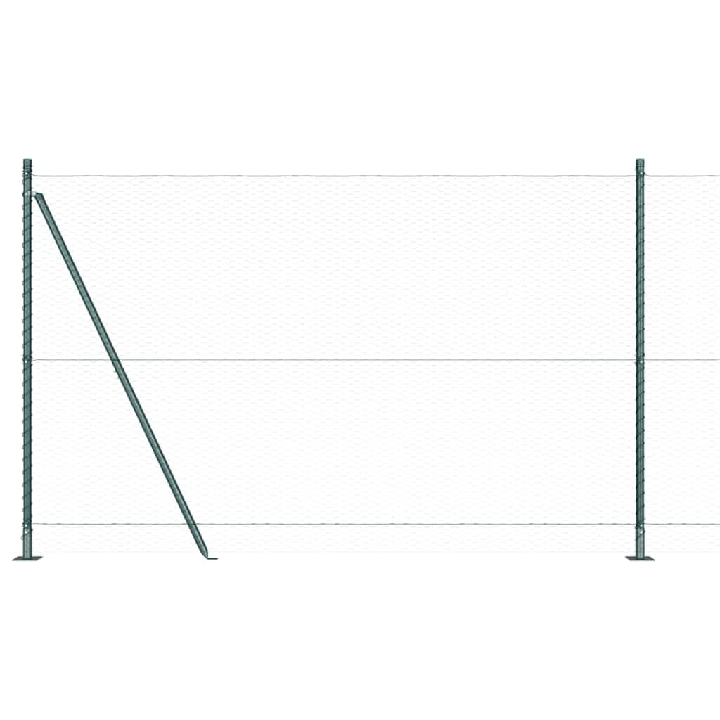 Garden Fence Post Set Green 100 x 1.4 m 25 mm Mesh Steel PVC Corrosion Resistant Weatherproof Outdoor Security Barrier for Terrace and Yard Enclosure