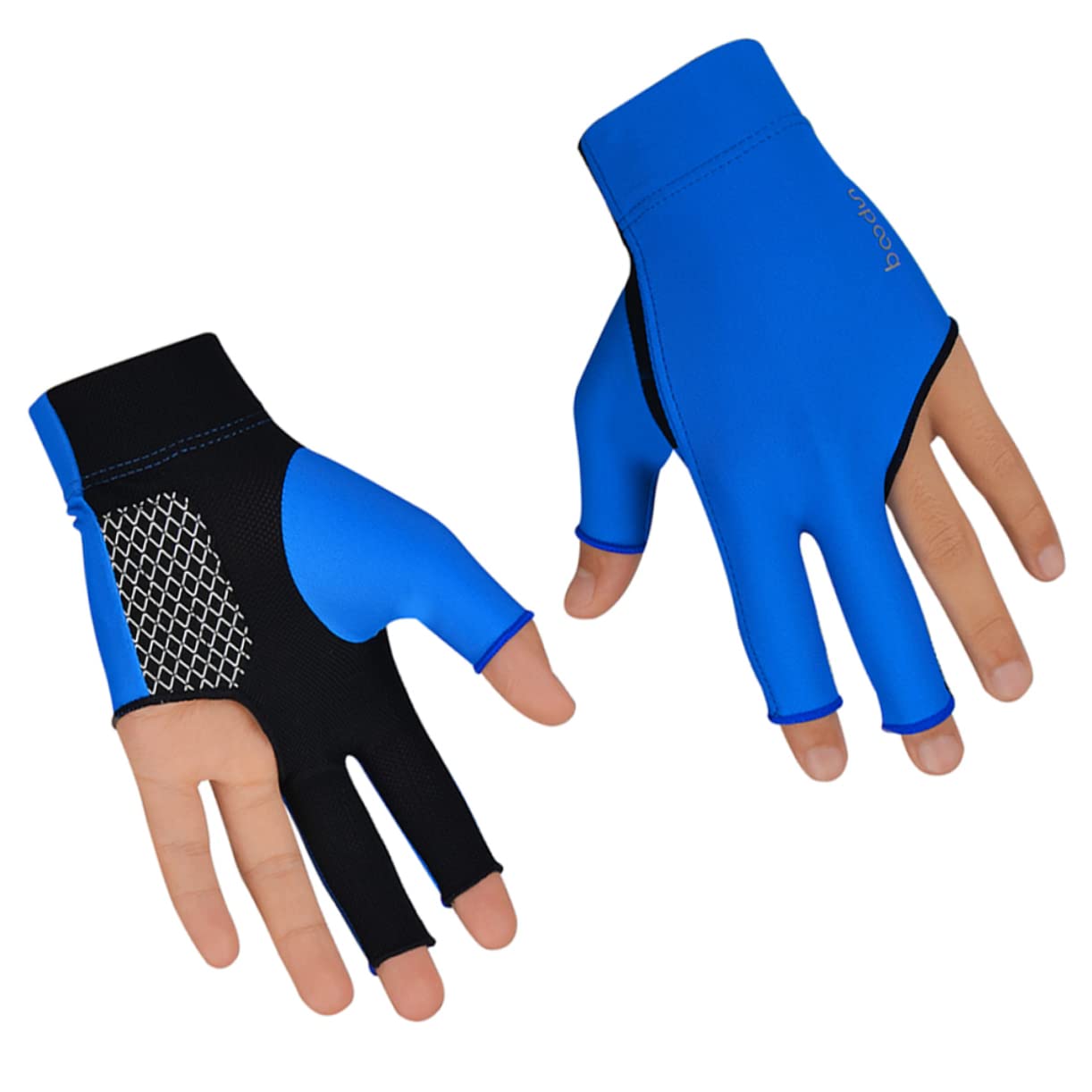 Gogogmee Fingers Billiards Glove Slip Elastic Snooker Glove for Men Women Breathable Wear Resistant Blue for Sports Billiard Training