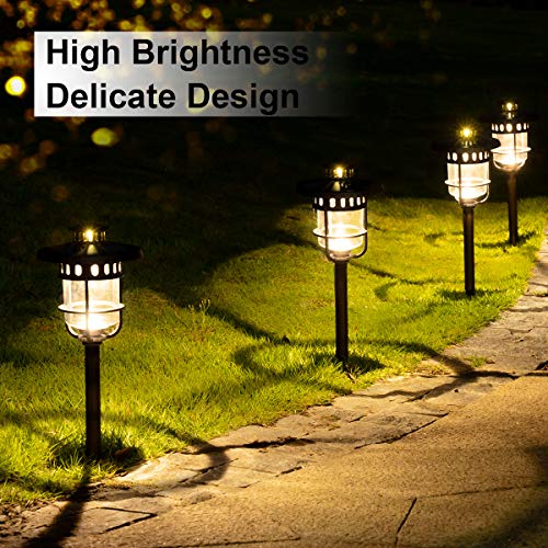Solpex 6 Pack Solar Path Lights Outdoor, Glass And Bronze Finished, High Lumen Output 2 Bright Leds Light, Waterproof Automatic Solar Lights For Patio, Yard, Lawn, Garden #TOP1