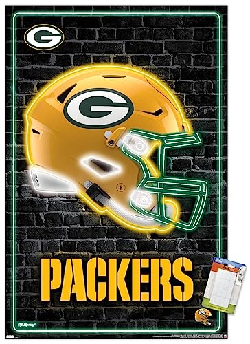 Trends International NFL Green Bay Packers - Neon Helmet 23 Wall Poster, 22.37