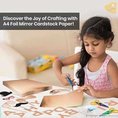 Image of Lakeer A4 Copper Foil Cardstock Paper, 250 GSM, Pack of 10 Sheets, Reflective Mirror Finish for Card Making, Scrapbooking, Invitations and DIY Crafts