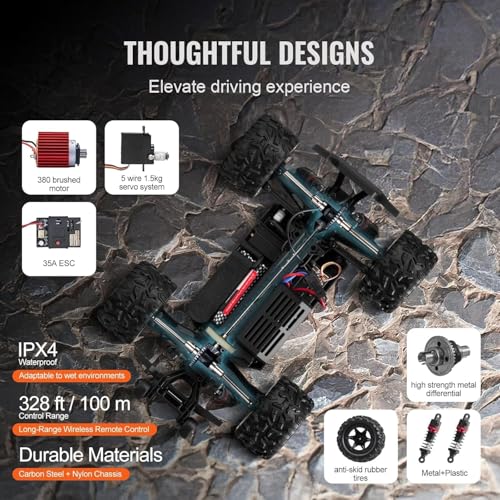 Image of Rc Cars 40+Km /H High Speed 4Wd 1:18 Scale Electric Waterproof Truggy Remote Control Off Road Monster Truck with Rechargeable Battery,RTR All Terrain Toys for Kids & Adult,Multicolor