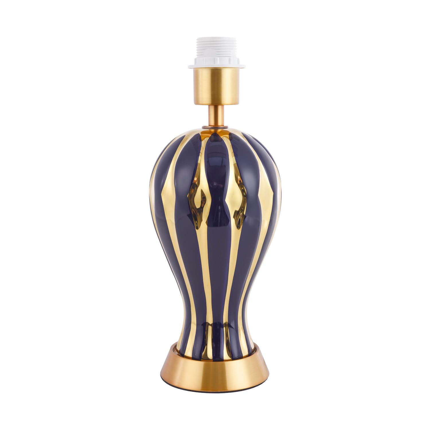B&Q -  Traditional Glossy Navy Midnight Blue And Polished Gold Ceramic Table Lamp Base