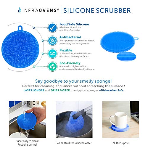 Dome Compatible with NuWave Oven PRO PLUS Models for Infrared Convection Cooker - Bundles with Set of 3 Accessories - Replacement Cover + Cookbook + Dome Cleaner by INFRAOVENS (Clear Blue)