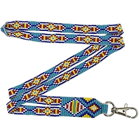 Handmade Beaded Lanyard Keychain ID Holder (SW Sky Blue) Cover