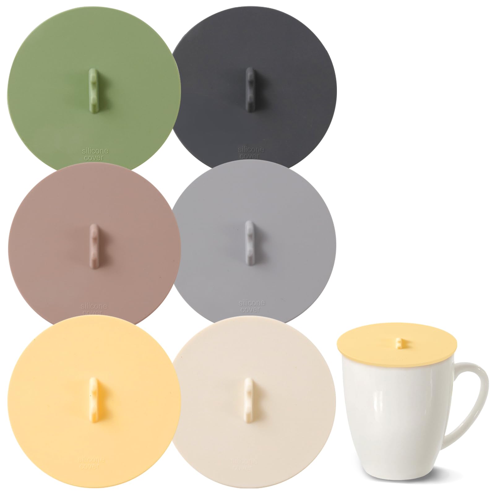 LELE LIFE 6Pcs Silicone Lids for Cups, 3.9in/10cm Silicone Cup Covers for Drinks Reusable Coffee Cup Lid Wine Glass Covers mug covers for hot drinks