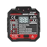 Montloxs Tester de enchufe, Advanced RCD Electric Socket Tester Cable de tierra automático neutro Test circuito Circuit Polarity Detector Enchufe de pared Breaker Finder Test de dispersión eléctrica