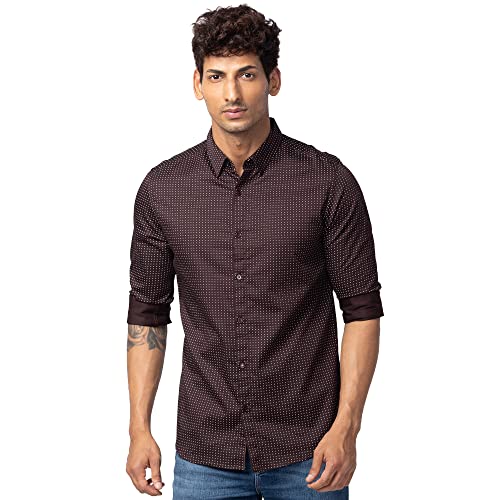 Image of Spykar Men's Slim Fit N /A Full Sleeve Printed Casual Shirts