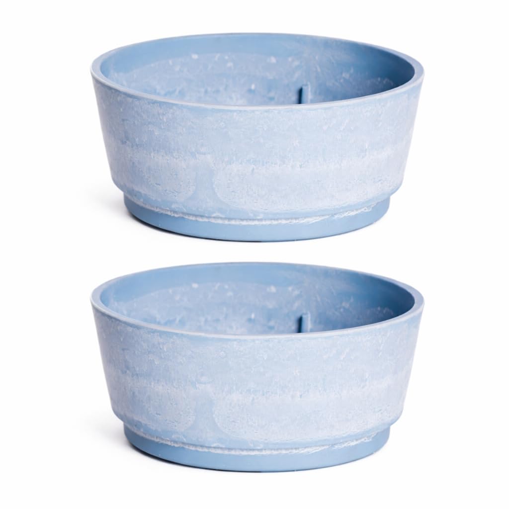 Garden Gear - Bowl - Marble Effect - 34.5cm - Blue - Pack of 2