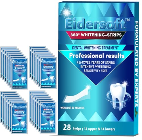 Image of 360 Professional Teeth Whitening Strips, Removes Years of Stains for Beautiful Smile, Results in 30 min, Non-Slip, Enamel Safe for Sensitive Teeth, 28 Strips (14 Treatments), Vegan & Mint Flavor