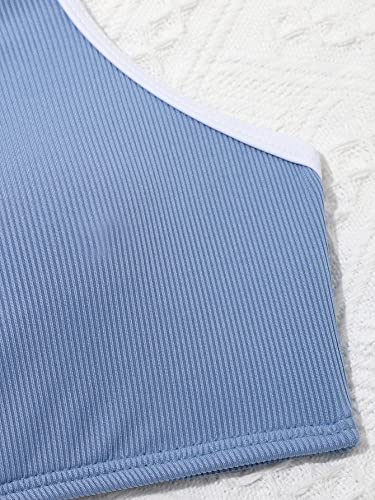 SOLY HUX Girl's Ribbed Knit Contrast Binding Bikini Bathing Suit 2 Piece Swimsuits3