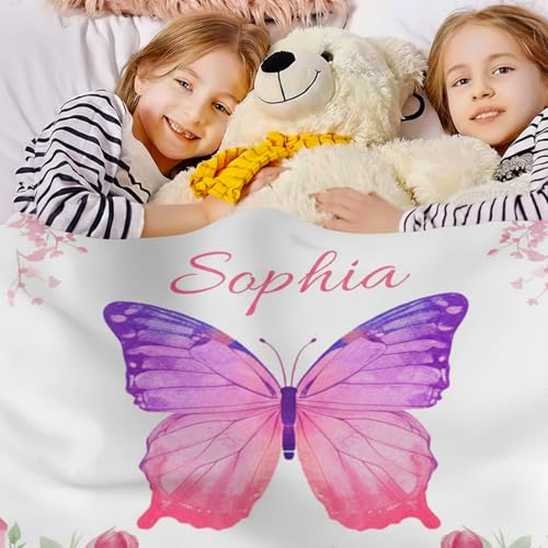 Image of Personalized Baby Blanket with Name, Custom Name Blanket for Kids Soft Flanne Blankets in Easter Personalized Baby Gifts for Infant Newborn Shower (Red)