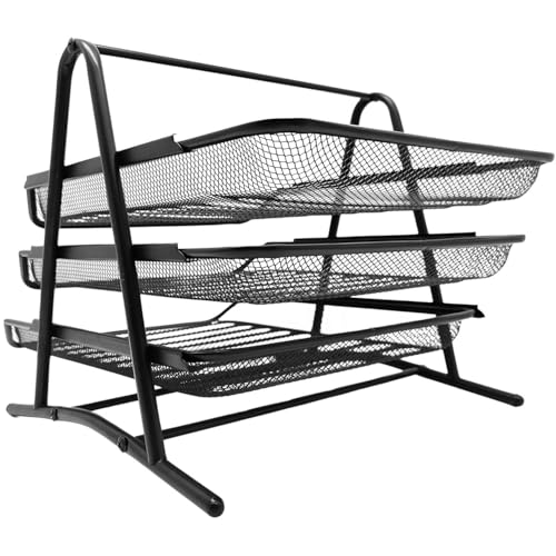 Rack Aço Inox Organizador e Armazenamento de Documentos e Arquivos com 3 Compartimentos