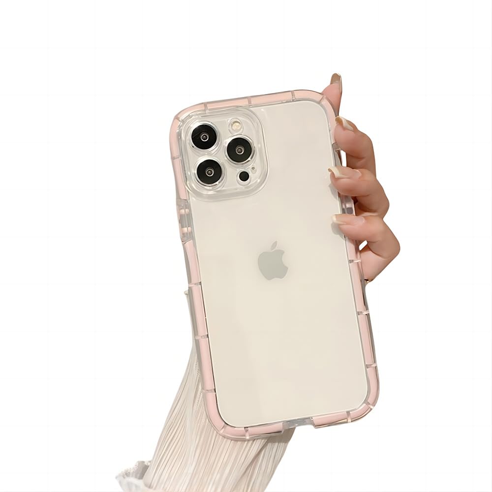 YAOZOCASE for iPhone Case,Cute Bubble Anti-Drop Frame Clear Camera Lens Protection Soft Shockproof Phone Case (Pink,iPhone 14 Pro Max)