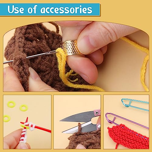 IMZAY 110 Pcs Crochet Hooks Set,Crochet Needles Set with Storage Case, Ergonomic Knitting Blunt Needles Stitch Marker DIY Hand Knitting Craft Art Tools for Beginners-Black