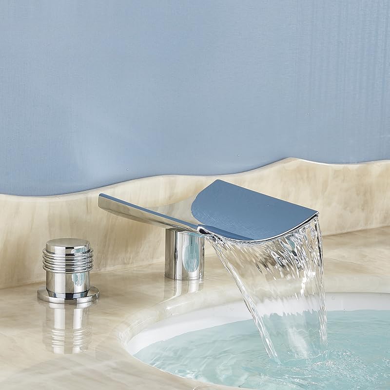 Robinet salle de bains lavabo eau chaude froide mélangeur sur pont double manette chrome