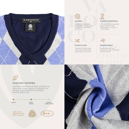 | Merino Wool Vest - Argyle Model | Woolmark Certification | V-neck4