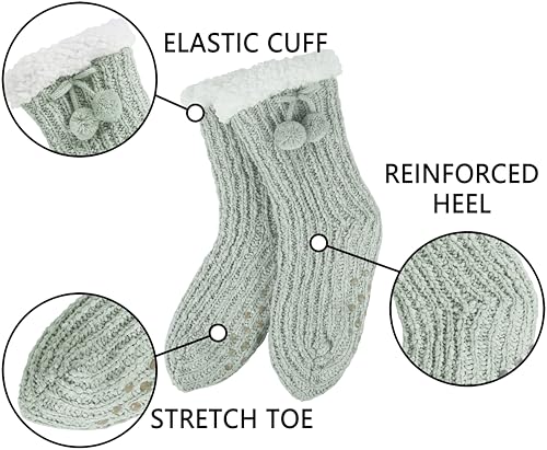 Image of BenSorts Women Thick Christmas Slipper Socks Non Slip Grippers Size 6-10