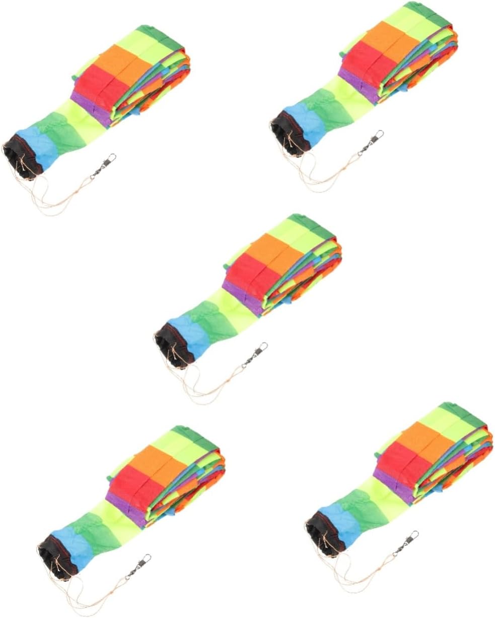 5pcs Colorful Kite Tail Streamer Accessory for Outdoor Fun Rainbow Design Easy to Install and Fold for and Flying Activities Parks and Beaches