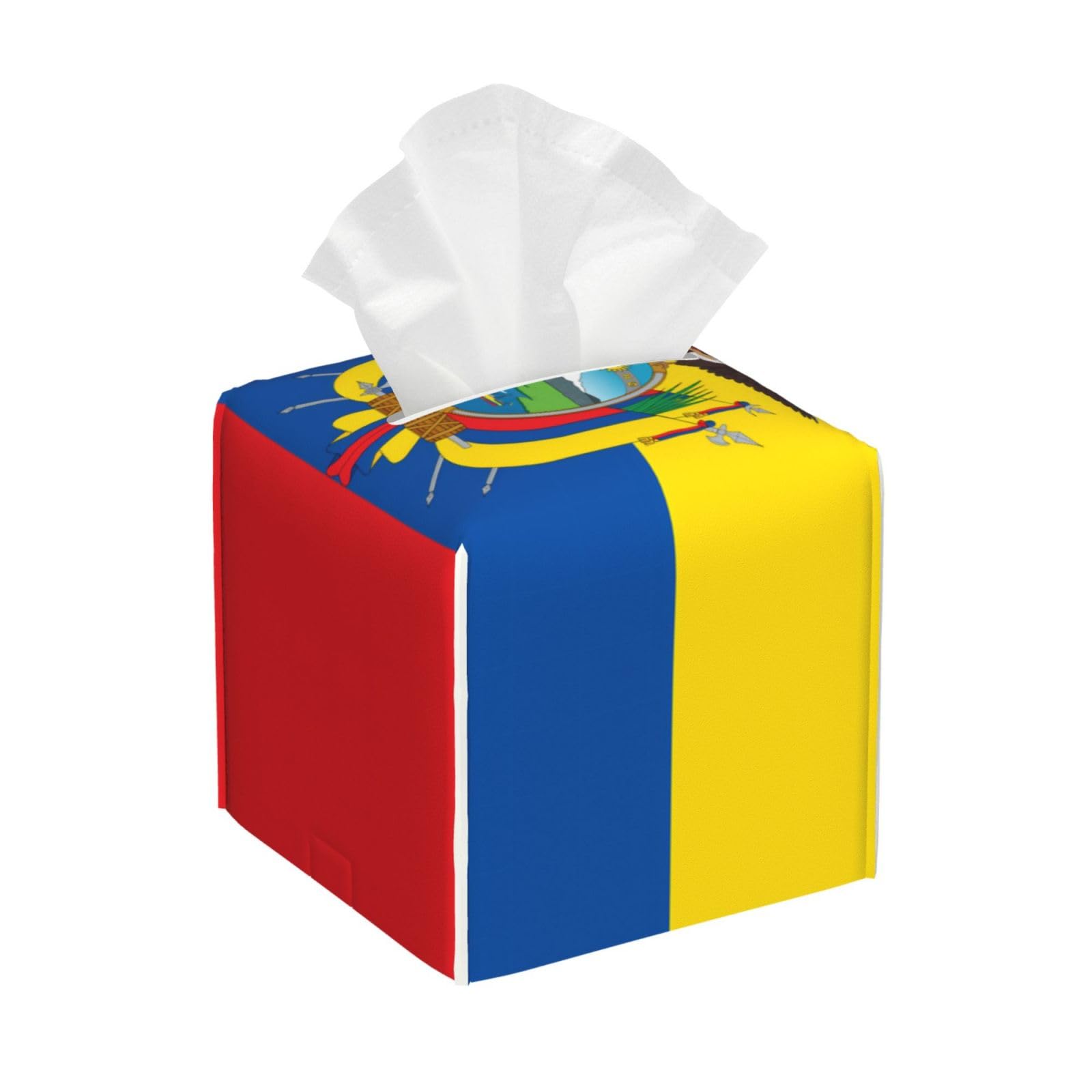 Flag of Ecuador Printed Tissue Box, Square Storage Box, Suitable for Kitchen, Office, Camping and car