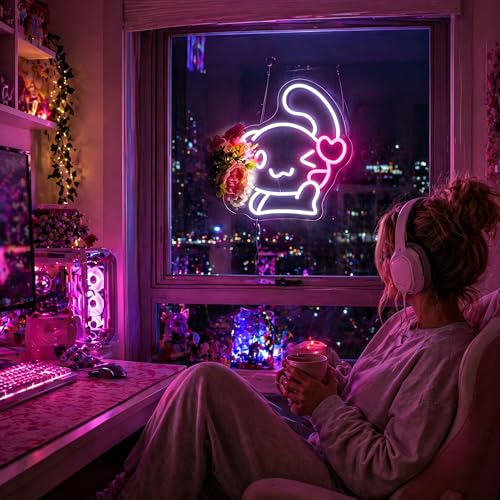 Image of Neon Sign, FPLL Cute Neon Signs for Wall Decor White LED Signs for Bedroom, Game Room, Home Decor - Light up Sign USB Powered