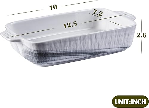 Miniatura 2 de Yundu Plato para hornear de cerámica de mármol gris para horno juego de cacerola rectangular para cocinar 125 pulgadas de largo x 72 pulgadas de