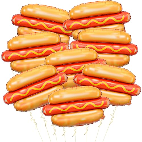 8Pcs Hot Dog Balloons Funny Food Balloons for BBQ Themed Party Decorations