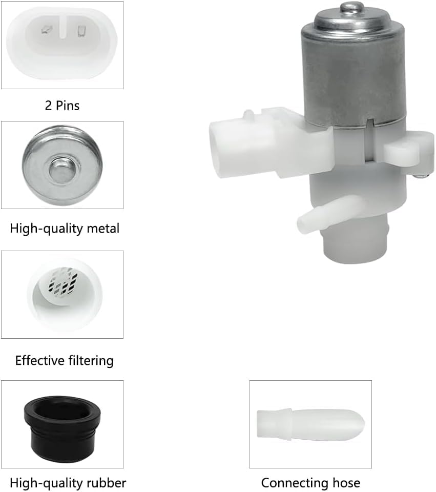 Miniatura 6 de Bomba de líquido para depósito de limpiaparabrisas para Kenworth T680 T880 y Peterbilt 104307 T4695001 104252 HLK7046 (plateado)