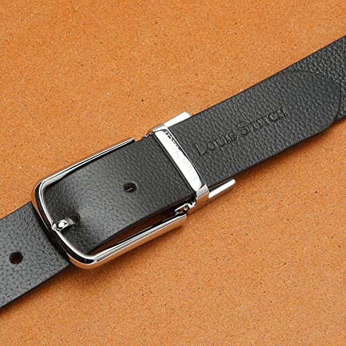 Image of LOUIS STITCH Men's Italian Leather Reversible Belt 1.25 inch (35mm) Handcrafted Formal Waist Band Officewear Men Gents Boys (Brown /Black) (FF-CS-)