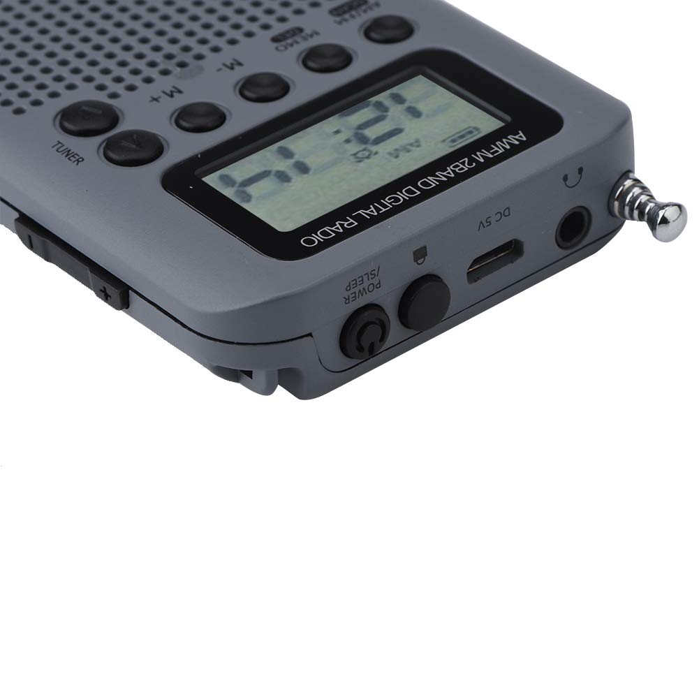 Portatile Radio Pocket Mini 2 Bande 8UV Stereo Digital Tuning Radio LCD per Escursionismo Jogging(Grigio)
