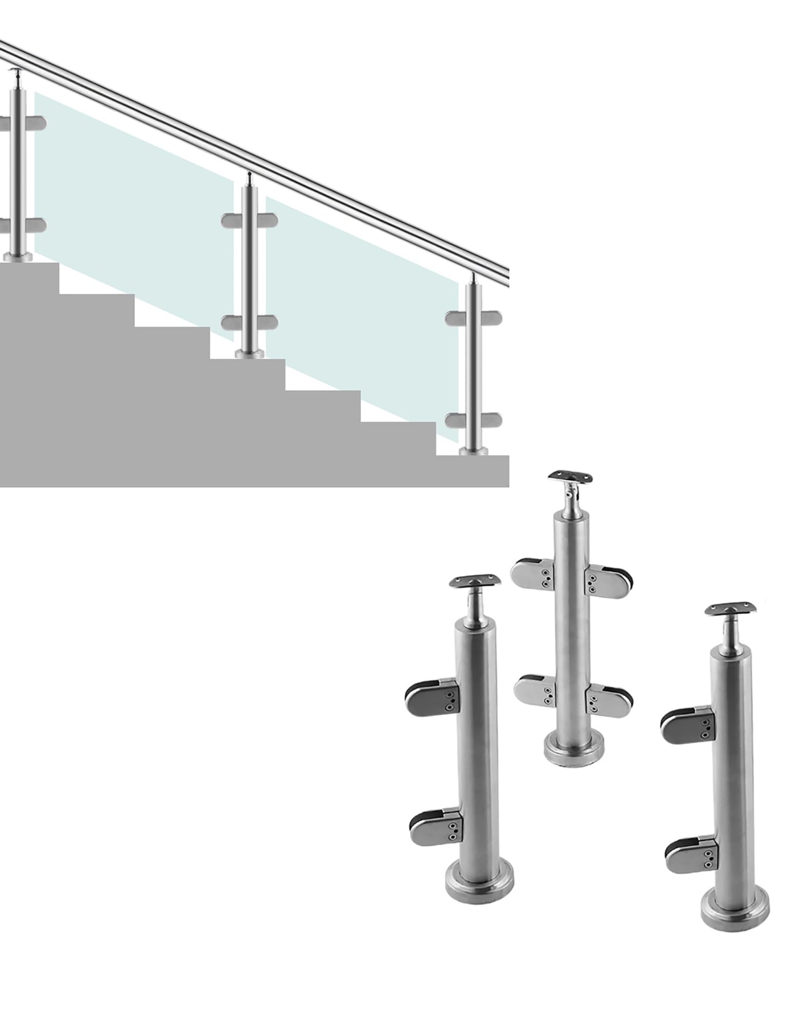 Base et poteaux de main courante d'escalier pour éviter les chutes sur terrasse