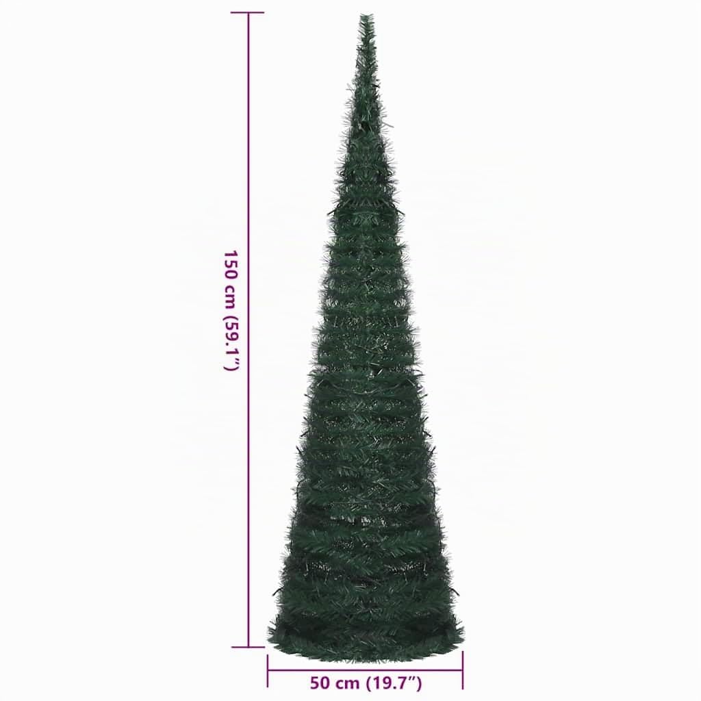 vidaXL Sapin de Noël Artificiel avec Guirlandes et LED Arbre de Noël Décoration de Vacances Jardin Patio Arrière-Cour Extérieur Vert 150 cm, 321523