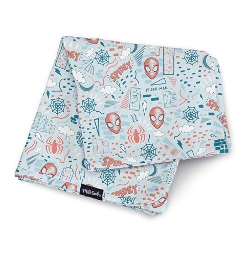 Image of Milk Snob Marvel Infant Boy/Girl Swaddle Blanket, Soft Receiving, Security and Play, Toddler Infant Newborn Bedding, Baby Shower, Baby Registry Gift (Spider-Man Sketch Book) 34 * 34 inches