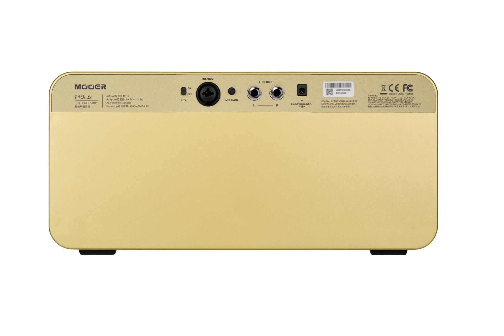 Mooer F40i Li - Chitarra multi-effetti e modellazione, 40 Watt, con batteria, colore: oro imperiale