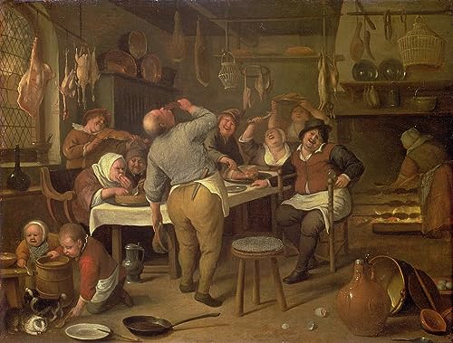 Tableau la grosse cuisine Jan Steen pour habiller un grand mur vide de salon 60x90cm