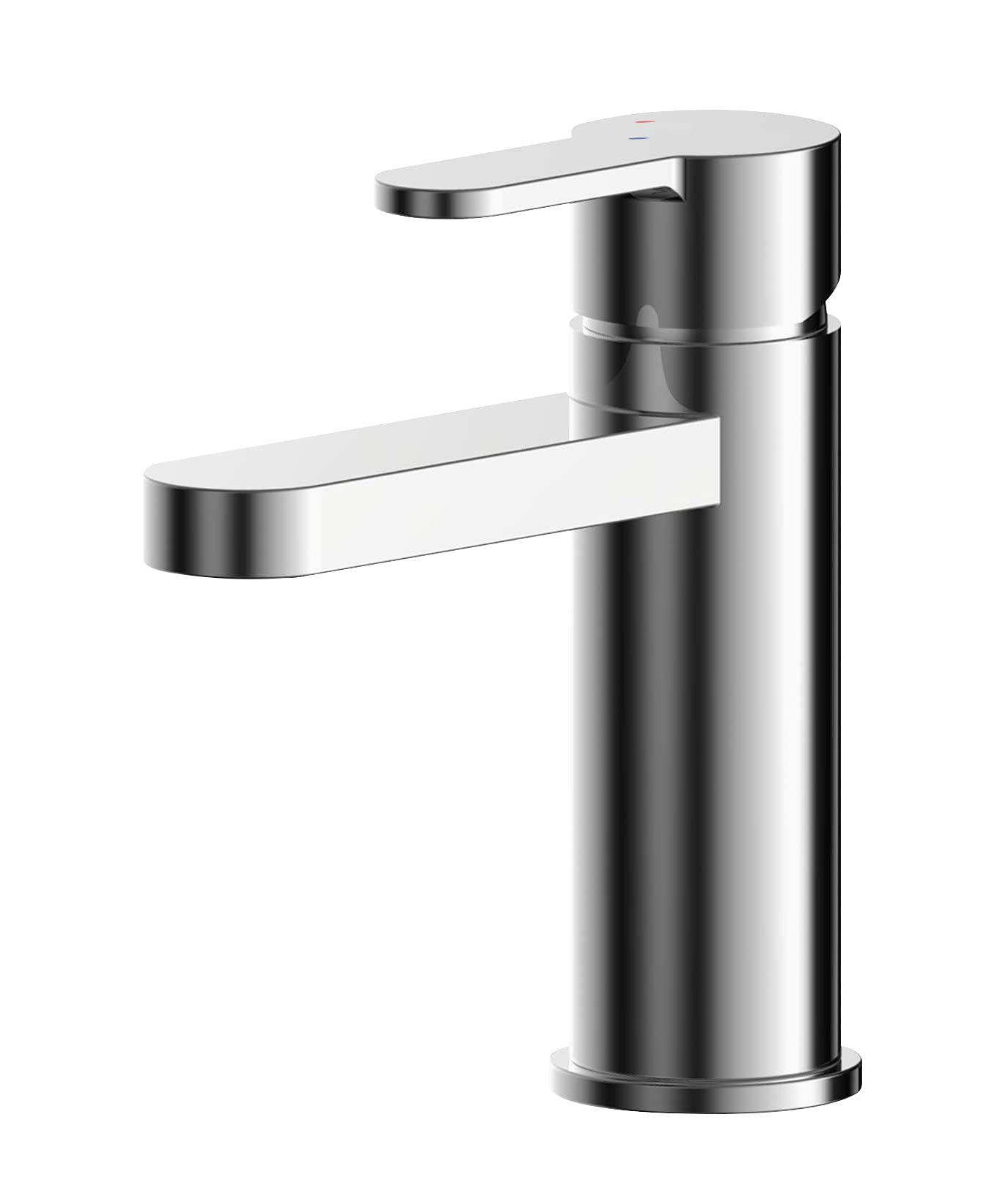 nuie ARV305EC Arvan | Modern Bathroom Eco Water and Energy Saving Round Mono Basin Mixer Tap with Lever Handle and Push Button Waste, 160mm, Chrome