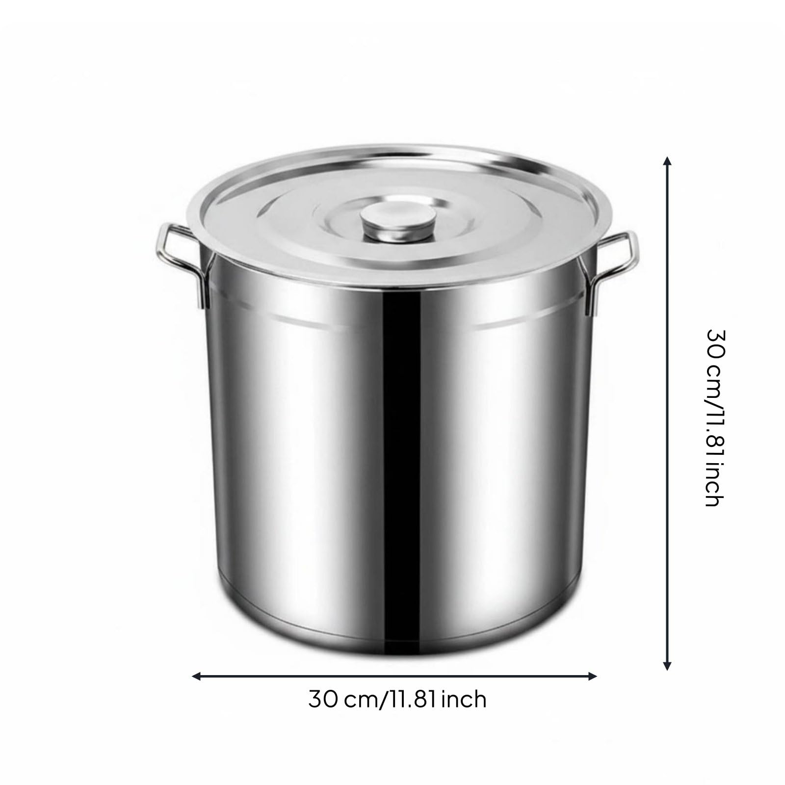 MagiDeal Recipiente Comercial para Cocina Sopera de Acero Inoxidable Resistente al Óxido y con Fondo Grueso Diseñada para Preparar Cantidades Apta para, Diámetro 30cm Altura 30cm 20L