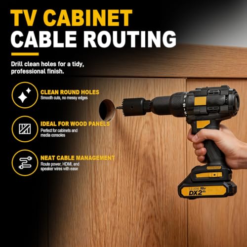 Image of KATA 8PCS Deep Cut Hole Saw Kit 1 inch - 2-1 /8 inch for Wood, PVC, Drywall, Plywood | Upgraded 48mm Cutting Depth Hole Saw Set for Thicker Wood, Cabinet Panels and Plastic, Includes 5 Sizes, Accessories and Case