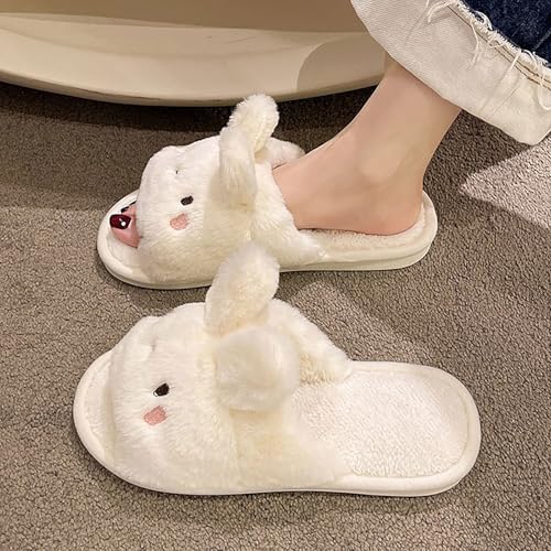 ZSpzx Cute Animal Bunny Slippers for Women Plush Fluffy Rabbit Open Toe Slip-on Home Bedroom Slippers Festive Gift for Family Friend Fuzzy House Indoor Outdoor Warm Winter Slides4