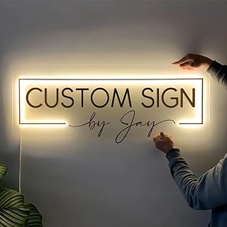 Neonapm Personalisiert Leuchtschild – Logo Schild aus Acryl mit Metallbuchstaben – Beleuchtetes Acrylschild, 3D Firmenschild, LED Reklameschild für Geschäft, Bar, Café, Büro (Rechteckig)