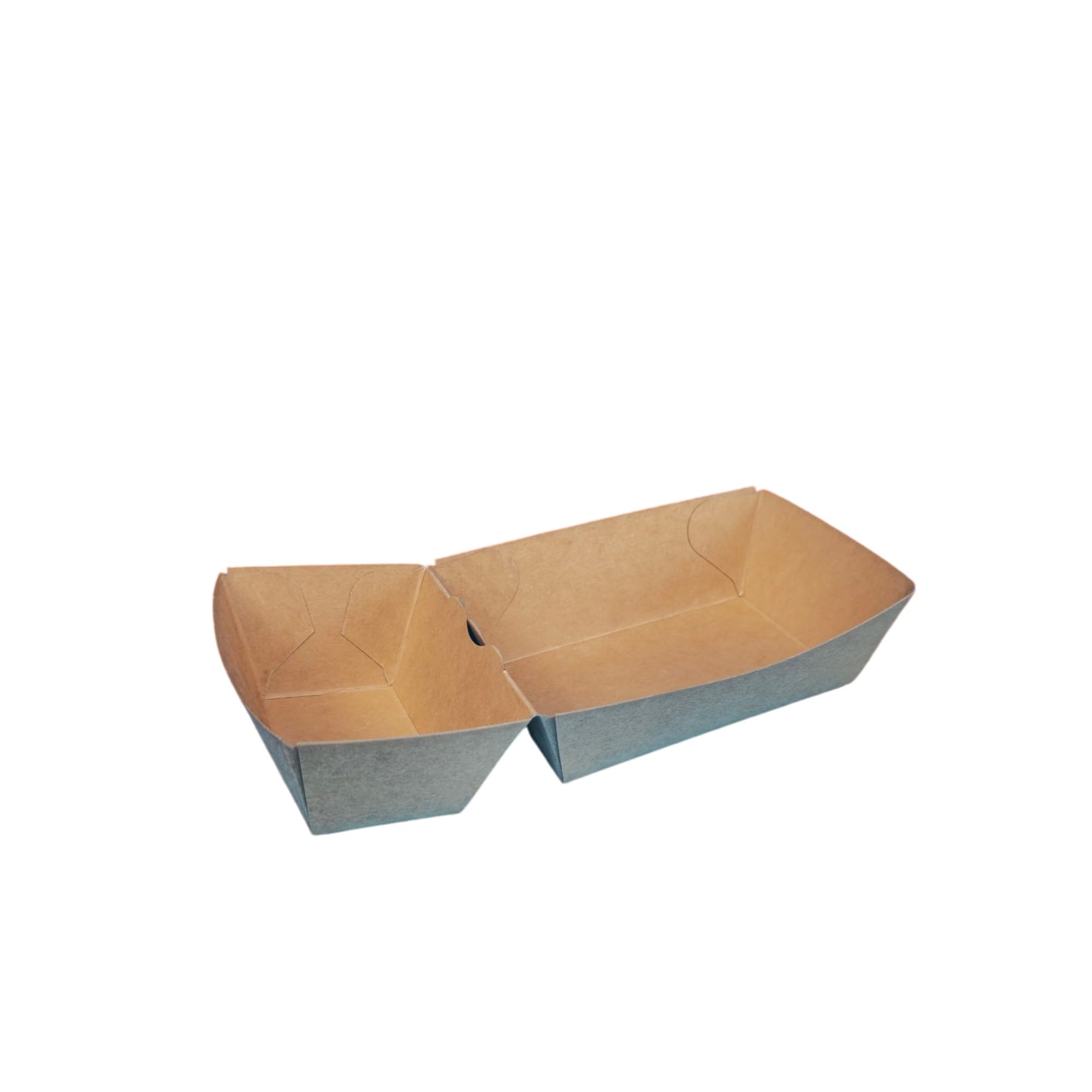 Pro DP 600 Einweg Dipschalen Snackschalen mit Dip/Soßenfach braun Kraftkarton fettdicht 215x90x45mm