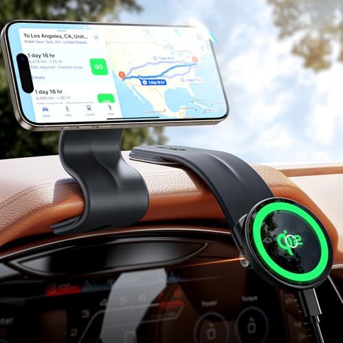 TAZENI for Magsafe Car Mount Charger Magnetic Phone Holder Mount for Car [15W Super Fast Charge] Fit iPhone 15 Wireless Car Charger Mount [Velcro Memory Metal] Fit iPhone 15/14/13/12 Pro Plus Max
