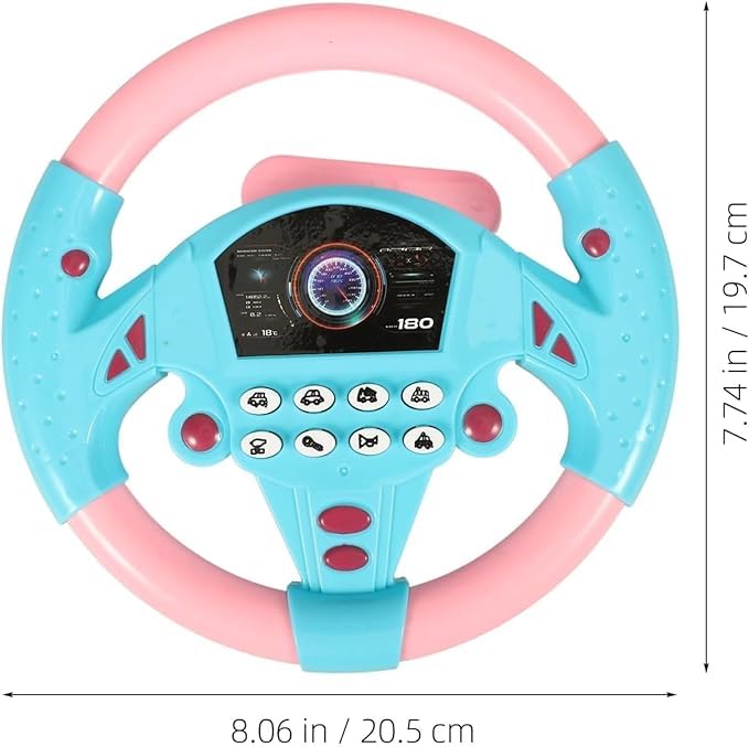 Image of Premium Kids Driving Steering Wheel Funny Interactive Driving Wheel with Music (Pink Blue)