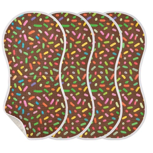 Candy Sprinkles Scattered- Muslin Burp Cloths 22x11 Inch - 4-Layer Organic Cotton & TPU Waterproof Lining, Absorbent Baby Bibs for Boys/Girls with Hanging Loop3
