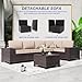 ASJMR 10 Pieces Patio Furniture Set with 2 Swivel Chairs Patio Furniture Outdoor Sectional Sofas with 55000 Gas Fire Pit Patio Conversation Set w/7 Cushions-Brown